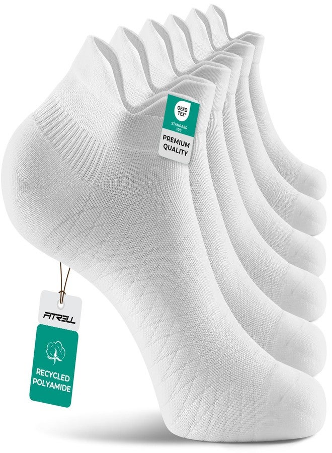 FITRELL جوارب ضغط الكاحل من فيتريل للنساء والرجال - جوارب جري مبطنة لدعم قوس القدم، لتخفيف التهاب اللفافة الأخمصية، لون أبيض، 6 أزواج، مقاس XXL - Image 1